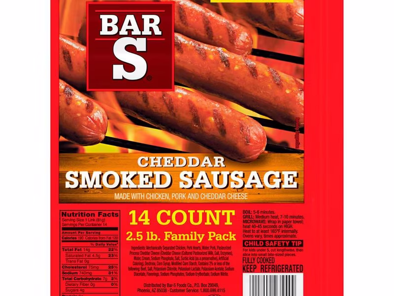 Bar-S Salchicha Ahumada con Queso Cheddar 1.13 kg / 2.5 lb