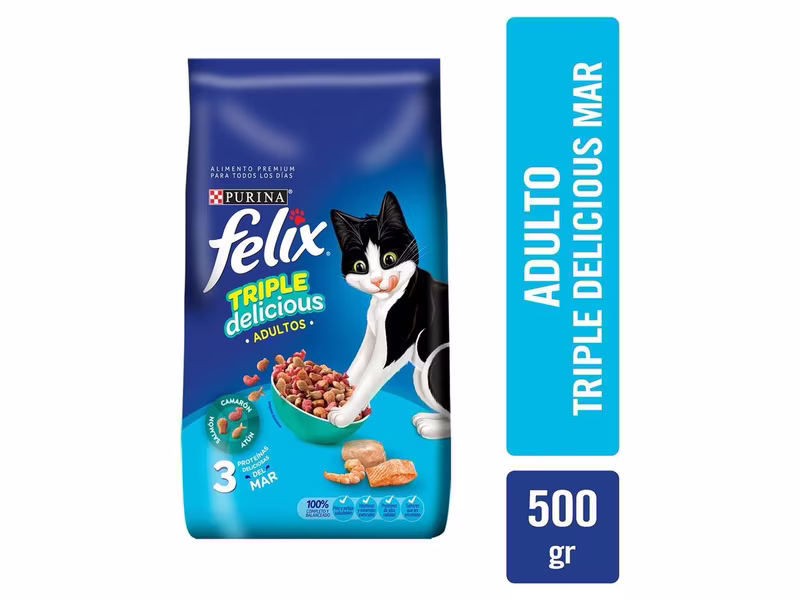 Alimento Gato Adulto Purina Felix Triple Delicious Mar - 500 g