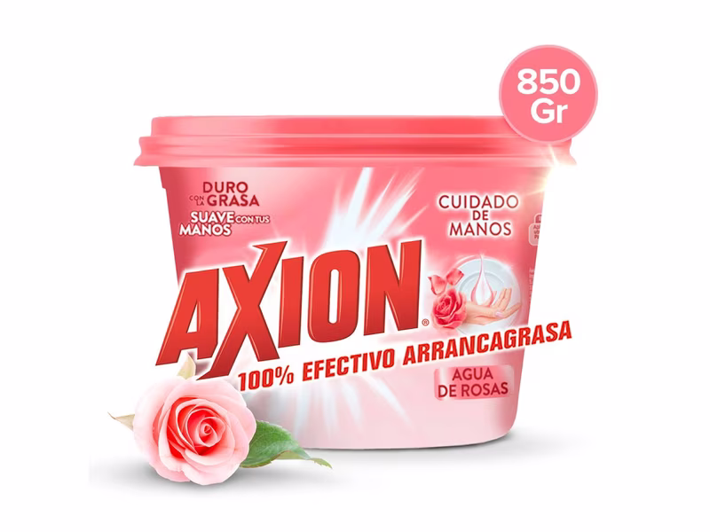 Lavaplatos Axion En Pasta Agua De Rosas, Arrancagrasa - 850g