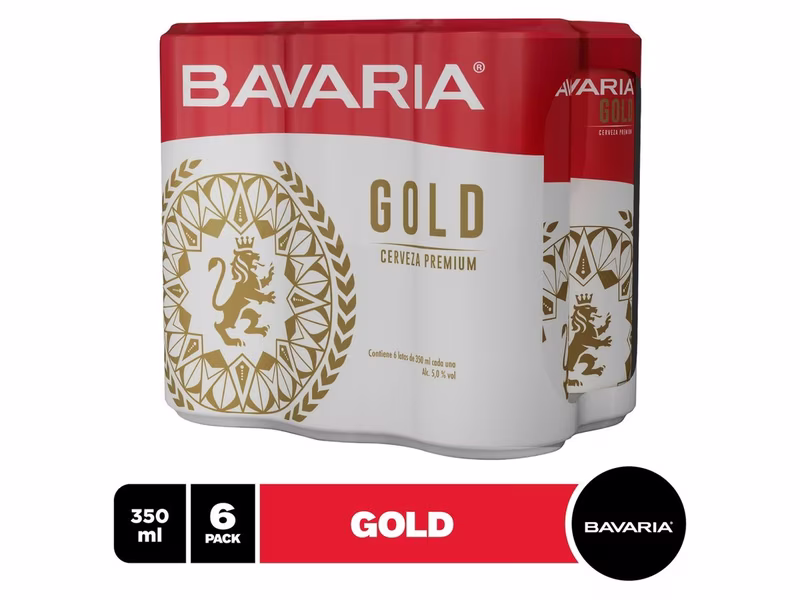 6 Pack Cerveza Bavaria Gold Sleek Lata - 350ml