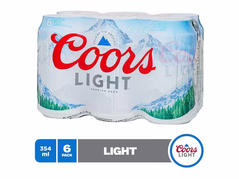 6 Pack Cerveza Coors Light Lata -2124 ml